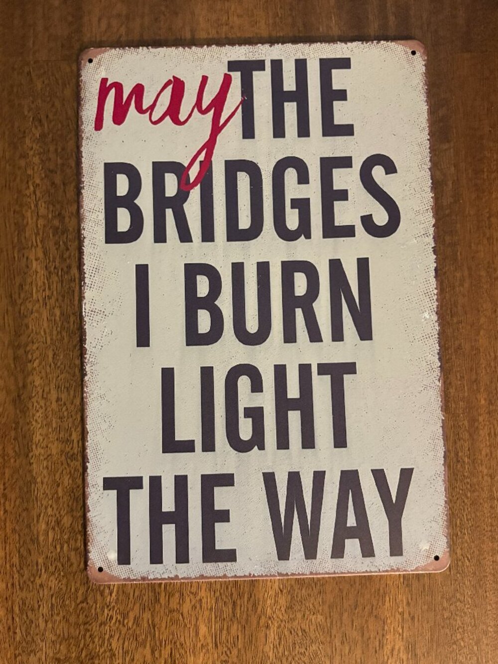 "May The Bridges I Burn Light The Way" Vintage Style Metal Tin Sign - 12x8